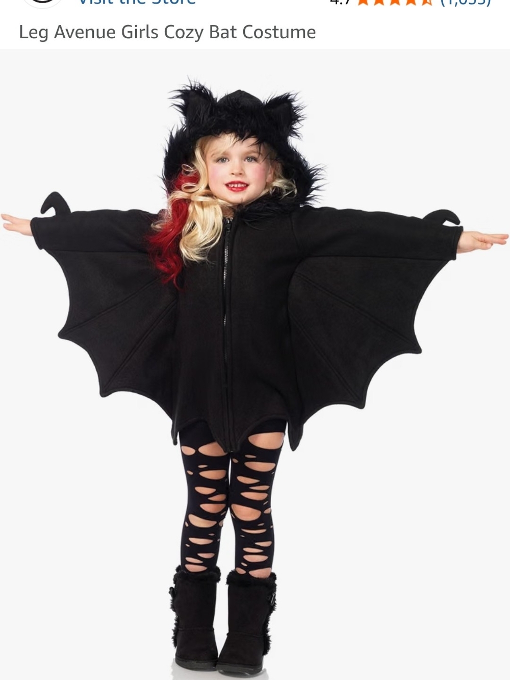 🎃 Girl's Medium Bat Costume - Top Only 🦇